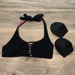 Victoria Secret PINK Black Swim Suit Tie Top Bra Inserts Bathing suit